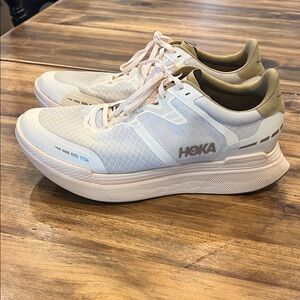 Hoka Men's Cream and Tan Athletic Shoes